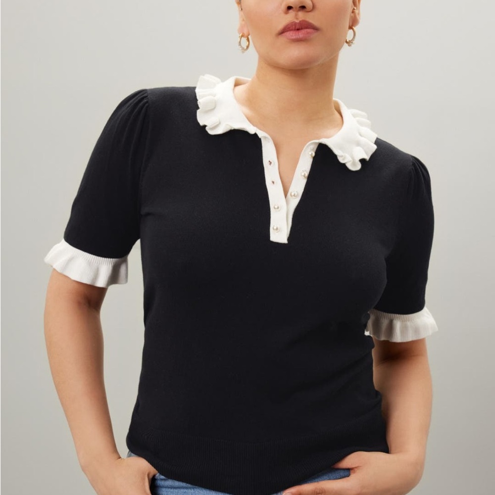 CeCe Ruffle Collar Polo - Picture 5 of 8